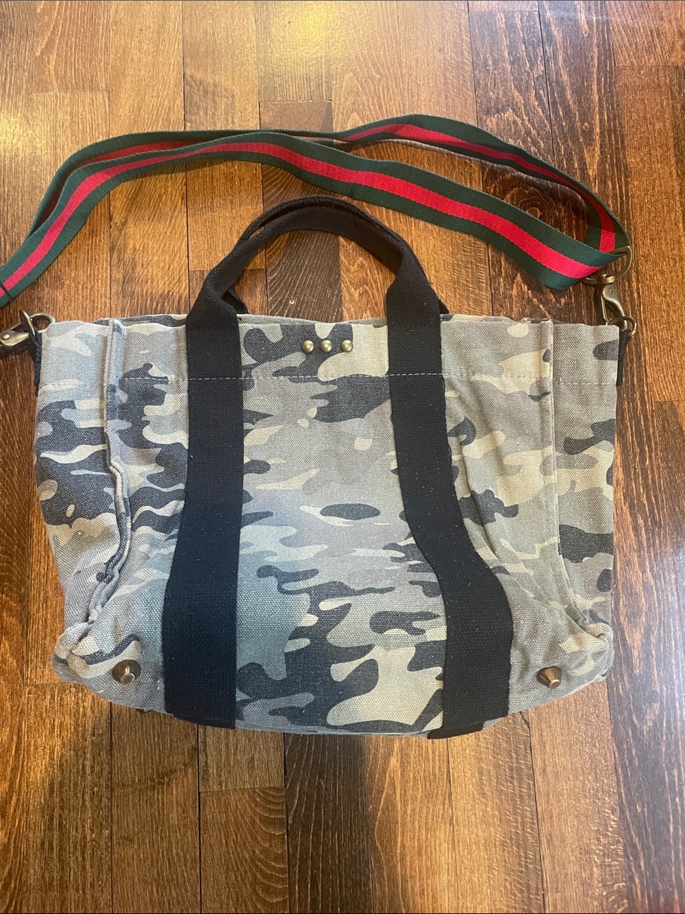Canvas Camo Tote Bag with Removable Stripe Shoulder Strap